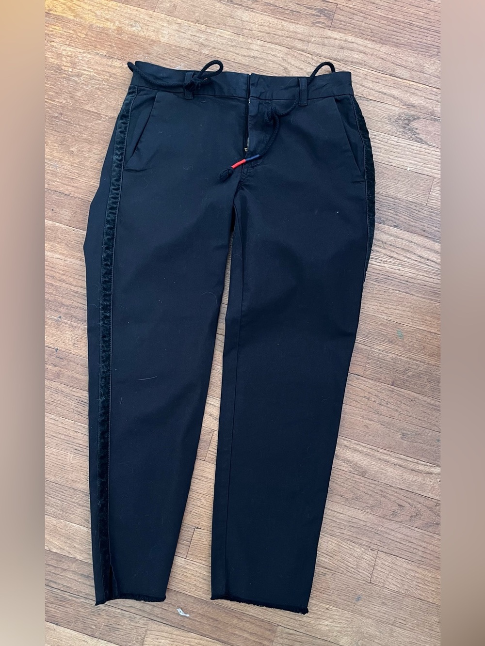 Sundry Black Drawstring Track Pants with Side Trim